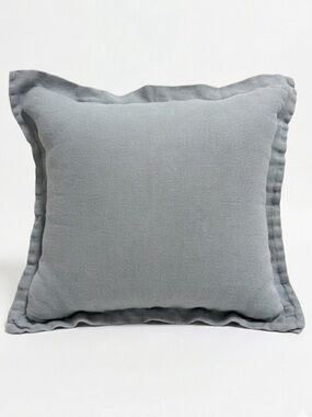 Bed Threads 100% French Flax Linen Cushion Cover Fog Grey 20x20 Square Pillow